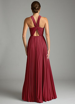 Azazie Afra Abiti da Damigella Abito A-Line in Chiffon Plissettato Melograno image2