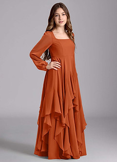 Azazie Clara Junior Klänning av A-Line i Chiffong Blouson image4