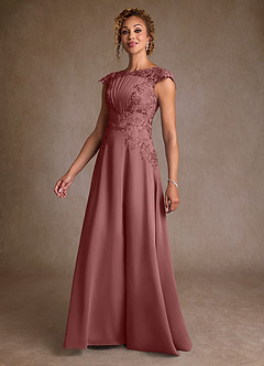 Azazie Christi Abiti per la Madre della Sposa Abito A-Line in Chiffon Pizzo Rosa Del Deserto image4