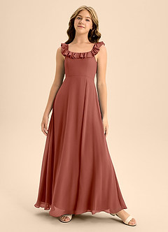 Azazie Callie Junior Auburn A-Line Ruched Chiffon Dress image5