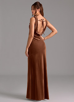 Azazie Rylina Bridesmaid Dresses Umber Mermaid Bow Velvet Dress image6