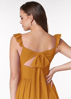 Azazie Metz Bridesmaid Dresses Butterscotch A-Line Sweetheart Ruched Chiffon Dress image6