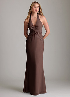 Azazie Valerie Bridesmaid Dresses Ganache Mermaid Pleated Chiffon Dress image3