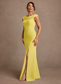 Azazie Irvine Kleider für die Brautmutter A-Linie Plissee Chiffon Kleid Kanarienvogel image4