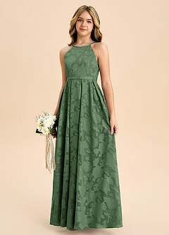 Azazie Arianthe Junior Linia A Pofałdowany Kwiatowe wypalenie Długość podłogi Młodsza druhna Sukienka image6