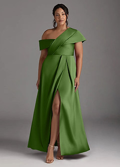 Azazie Milton Mother of the Bride Dresses Basil A-Line Pleated Stretch Satin Dress image9