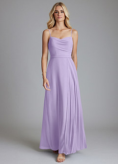 Azazie Celaena Final Sale Lilac A-Line Pleated Chiffon Dress image5