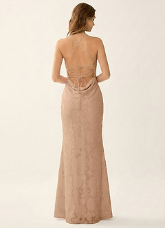 Natasha Champagne Jacquard Corset Mermaid Prom Dress image3