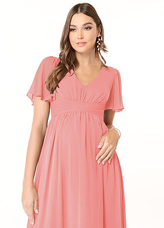 Azazie Verna Abiti da damigella d'onore premaman Abito A-Line Increspato con Scollo a V Chiffon Floor-Length image5