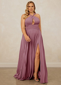 Christian Siriano Bridal for Azazie 1009 Bridesmaid Dresses Vintage Mauve A-Line Pleated Chiffon Dress image9