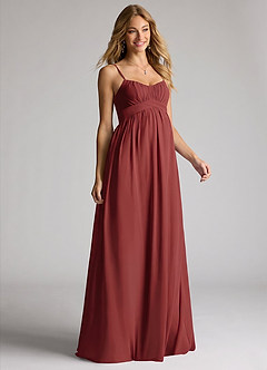 Azazie Llana Maternity Bridesmaid Dresses A-Line Chiffon Floor-Length Dress image1