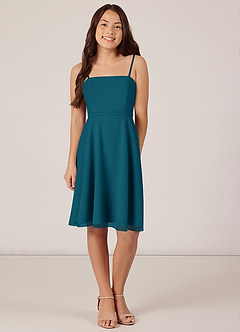 Azazie Kalie Junior A-Linie Gürtel/Schärpe Chiffon Kleid Tintenblau image1