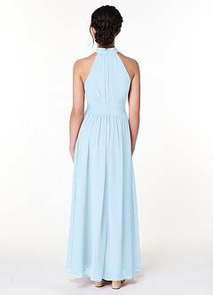 Azazie Iman Junior Sky Blue A-Line Pleated Chiffon Dress image2