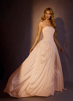 Azazie Brit Trouwjurken Jurk van Stretch Satijn met Baljurk Strapless Engelse Roos image4