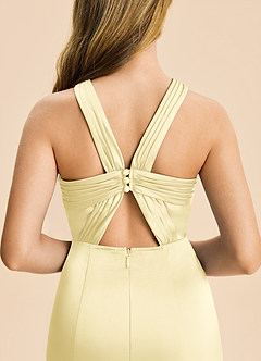 Azazie Rue Junior Lemon Sorbet Mermaid Pleated Stretch Satin Dress image7