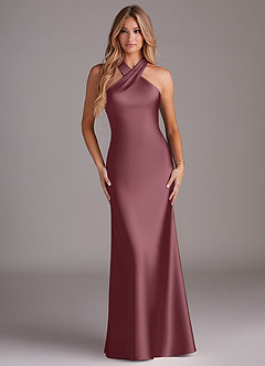 Azazie Doretta Bridesmaid Dresses Desert Rose Mermaid Pleated Stretch Satin Dress image2