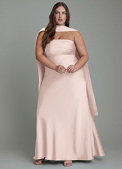 Azazie Saylor Jurken voor bruidsmeisjes Jurk van Stretch Satijn met Zeemeermin Strapless Blozend Roze image15