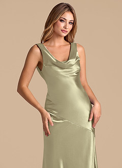 Azazie Rylina 신부 들러리 드레스 인어 메탈릭 새틴 바닥 길이 드레스 image7