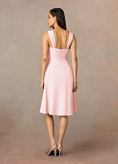 Azazie Olivia Mother of the Bride Dresses Blushing Pink A-Line Square Neckline Pleated Chiffon Dress image5