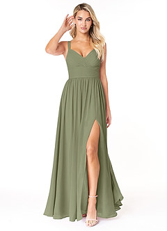 Azazie Chanel Bridesmaid Dresses Pistachio A-Line Pleated Chiffon Dress image1