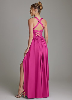Azazie Francis Bridesmaid Dresses Fuchsia A-Line Corset Stretch Satin Dress image7