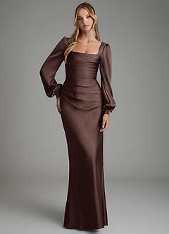 Azazie Brianna Brautjungfernkleider Meerjungfrau-Linie Korsett Stretch-Satin Kleid Ganache image4