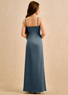 Azazie Bundt Girls Formal Flower Girl Dresses Twilight A-Line Pleated Stretch Satin Dress image2