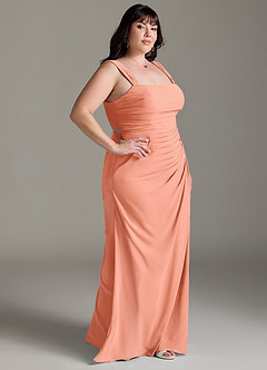 Azazie Jesaphine Bridesmaid Dresses Sunset Sheath Bow Chiffon Dress image10