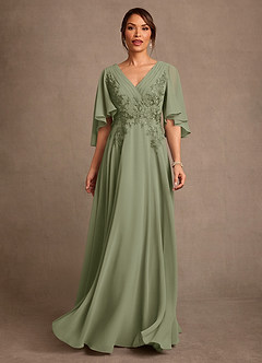 Azazie Tilda Abiti per la Madre della Sposa Abito A-Line in Chiffon Pizzo Pistacchio image1