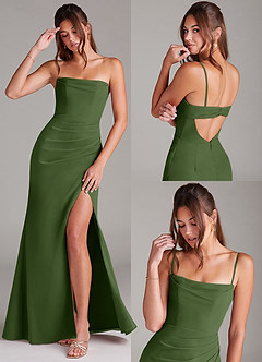 Azazie Leonis Bridesmaid Dresses Olive Sheath Strapless Chiffon Convertible Dress image9