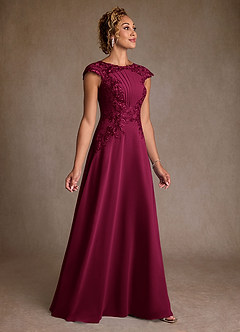 Azazie Christi Mother of the Bride Dresses Burgundy A-Line Lace Chiffon Dress image3