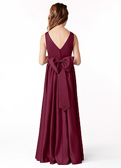 Azazie Hathaway Junior Vestido Amora de Cetim elástico de Linha A com Arco image2