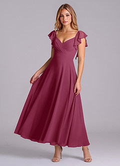 Azazie Leilani Bridesmaid Dresses Mulberry A-Line Ruched Chiffon Dress image1