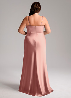 Azazie Lidia Robes de demoiselle d'honneur Robe Sirène en Satin extensible Fente Latérale Rosette image9