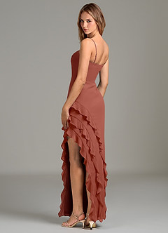 Azazie Lanette Bridesmaid Dresses Auburn Sheath Ruched Chiffon Dress image2