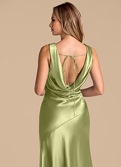 Azazie Rylina Brautjungfernkleider Meerjungfrau-Linie Metallischer Satin Kleid Pistazie image2