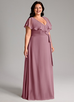 Azazie Lainey Bridesmaid Dresses Vintage Mauve A-Line with Pockets Chiffon Dress image11