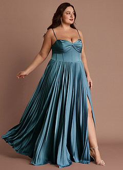 Tyla Azure Blue Pleated Maxi Dress image11
