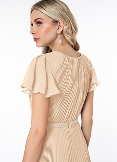 Azazie Kara Modest brudtärna klänningar Klänning A-Line Plisserad Golvlängd Chiffong image6