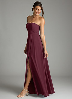 Azazie Tamira Bridesmaid Dresses Cabernet A-Line Pleated Chiffon Convertible Dress image3