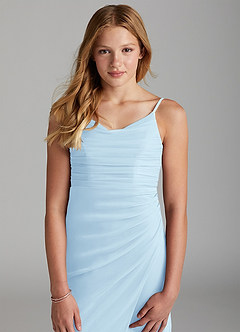Azazie Deandra Junior Sky Blue Sheath Mesh Dress image6