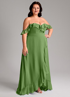 Azazie Lyra Vestidos de damas de honor Vestido de Albahaca de Gasa de Línea A Convertible image13