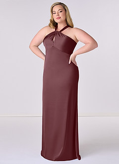 Barbie ♥ Azazie Bridesmaid Dresses Sangria Sheath Stretch Satin Dress image9