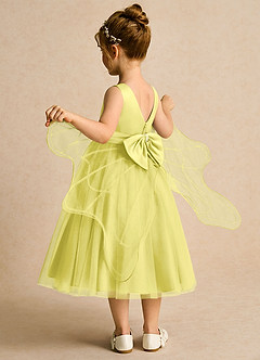 Azazie Pear Flower Girl Dresses Canary Ball-Gown Bow Tulle Dress image5