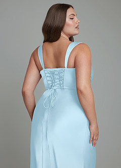 Azazie Agustina Rochii de domnișoară de onoare Sirenă Corset Satin elastic Lungime până la podea Rochie image13