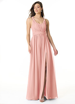 Azazie Olani Bridesmaid Dresses Rosette A-Line One Shoulder Chiffon Convertible Dress image1