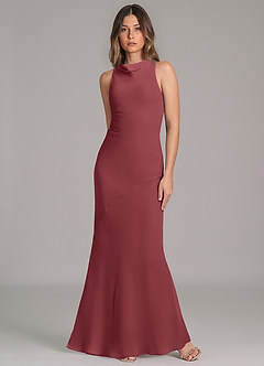 Azazie Allettie Bridesmaid Dresses Merlot Mermaid Chiffon Dress image4