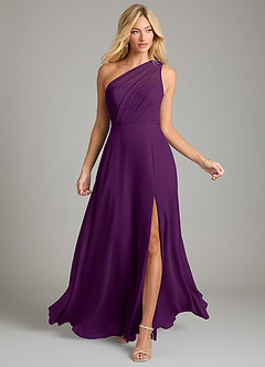 Azazie Phaedra Bridesmaid Dresses Grape A-Line One Shoulder Chiffon Dress image12