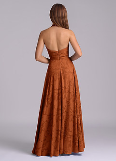 Azazie Tessie Brudtärnklänningar Klä av A-Linje i Blommig Utbrändhet Plisserad Bränd Apelsin image2