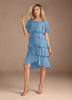 Azazie Rita Mother of the Bride Dresses Steel Blue A-Line Scoop Beaded Chiffon Dress image5